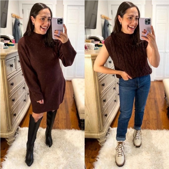 Women's Crewneck Cropped Sweater Vest -
A New Day™ Dark Brown - Picture 5 of 9